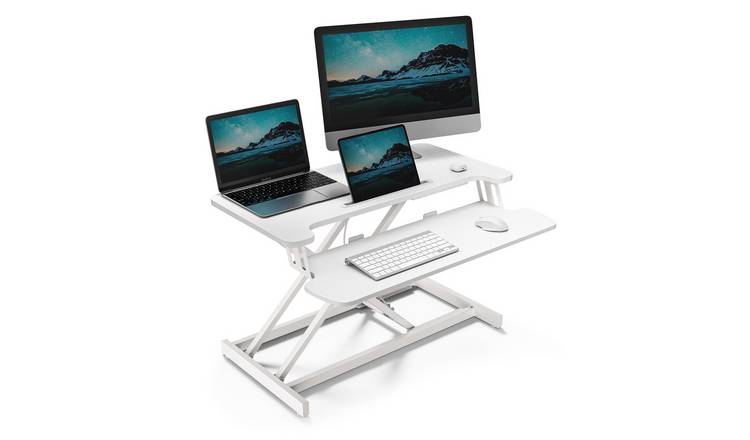 Vonhaus Height Adjustable Home Office Standing Desk Converter - White