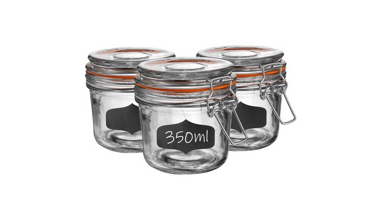 Argon Tableware Glass Storage Jars with Labels - Pack of 6
