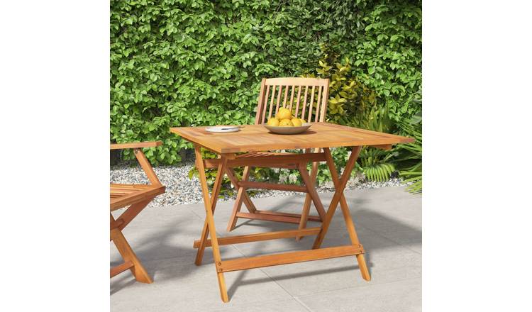 Walplus Solid Acacia Wood Folding Garden Table - Brown - 90 x 90 x 75 cm
