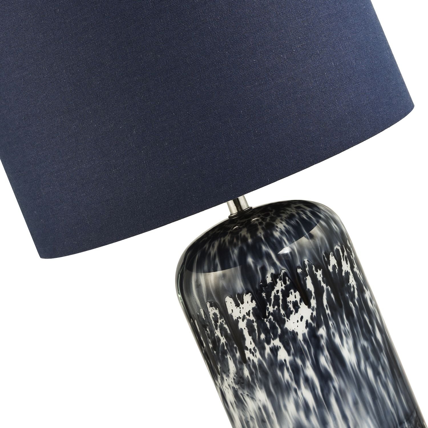 Happy Homewares Navy Blue and Smoked Grey Marble Snowflake Table Lamp - 30cm - Image 2