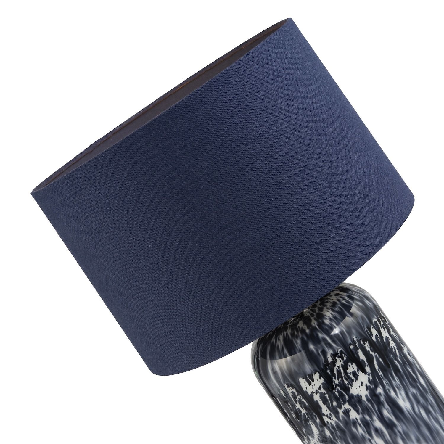 Happy Homewares Navy Blue and Smoked Grey Marble Snowflake Table Lamp - 30cm - Image 3