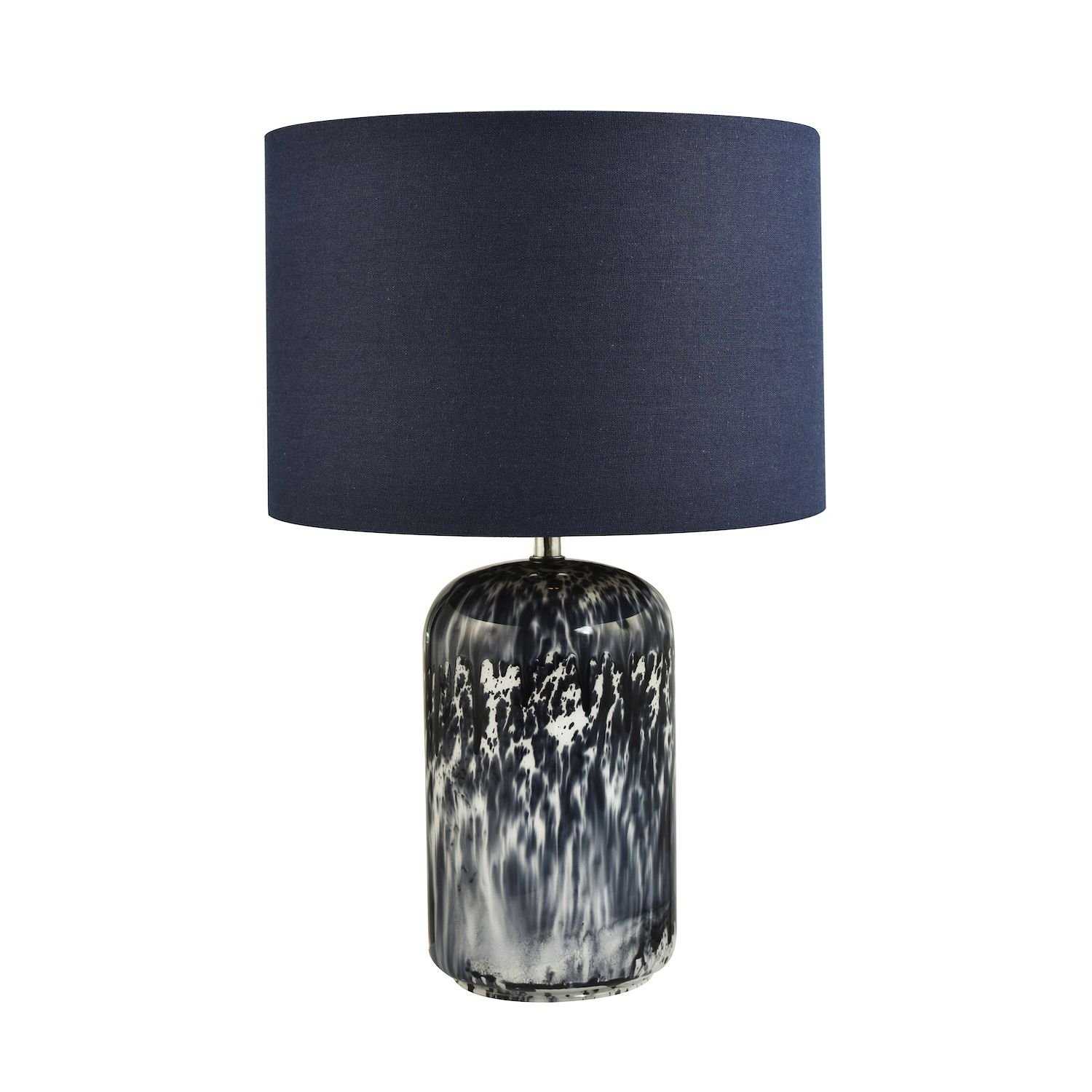 Happy Homewares Navy Blue and Smoked Grey Marble Snowflake Table Lamp - 30cm - Image 4