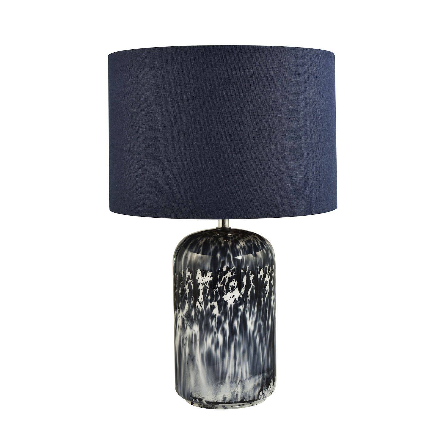 Happy Homewares Navy Blue and Smoked Grey Marble Snowflake Table Lamp - 30cm - Image 4