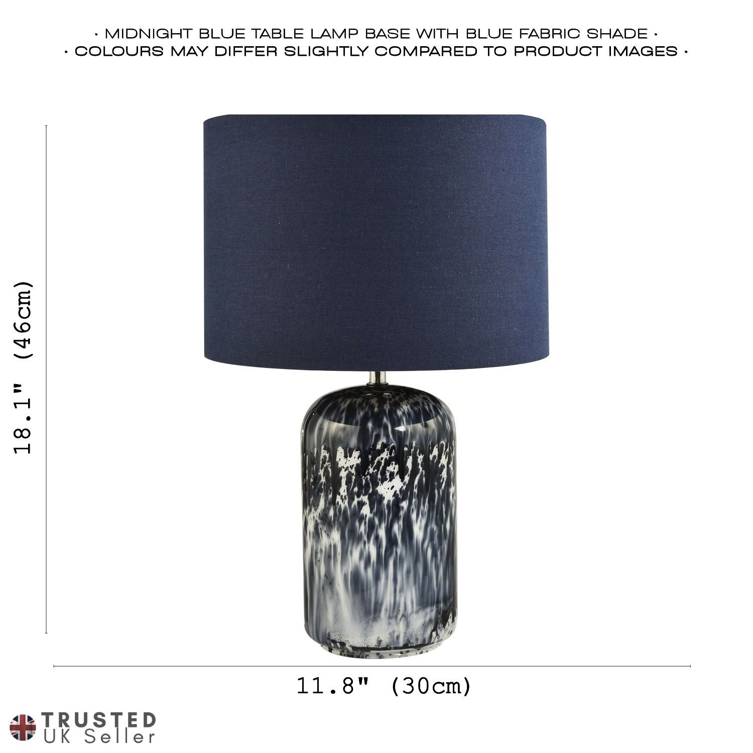 Happy Homewares Navy Blue and Smoked Grey Marble Snowflake Table Lamp - 30cm - Image 6