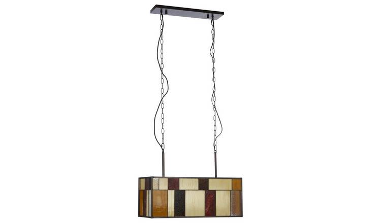 Orsina Waldorf Deco Rectangular Pendant Light - Brown And Cream