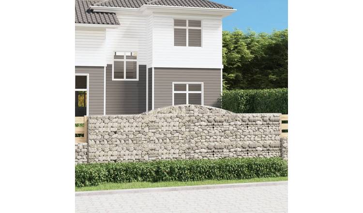 Walplus Pack of 2 Galvanised Iron Gabion Basket - Silver - 400 x 50 x 120-140 cm