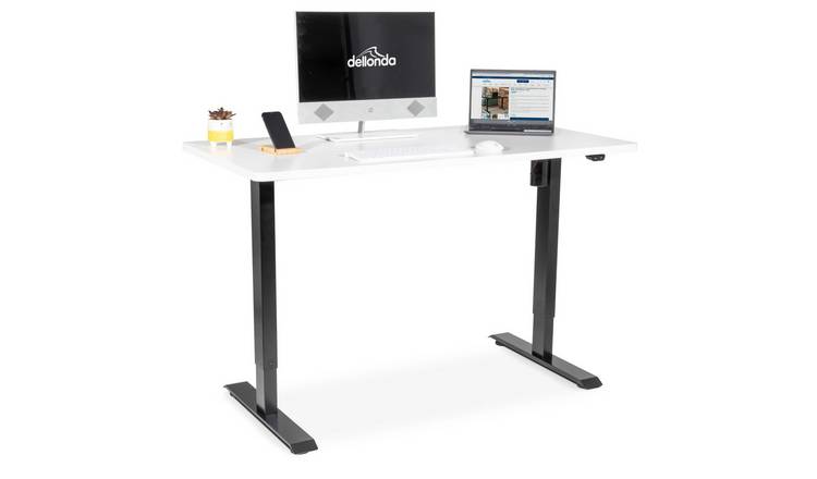 Dellonda Single Motor Adjustable-Height Sit/Stand Desk - White