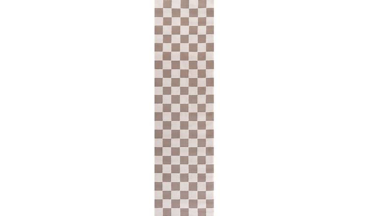 The Rugs Beige Loft Checkered Runner Rug - 80 x 300cm