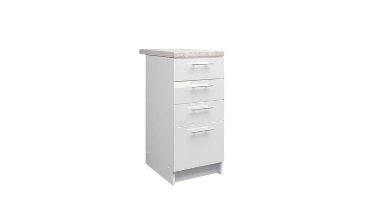 JD Greta 400mm Drawer Cabinet with Drawer Fronts & Worktop - White Gloss