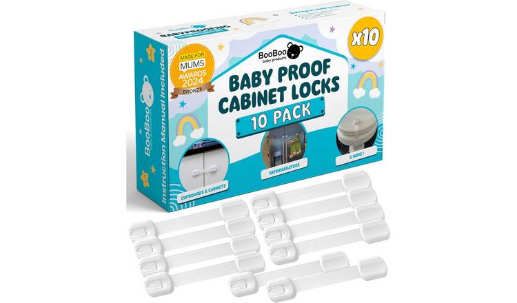 BooBoo Baby Child Safety Kitchen Cupboard Locks - 10 Pack