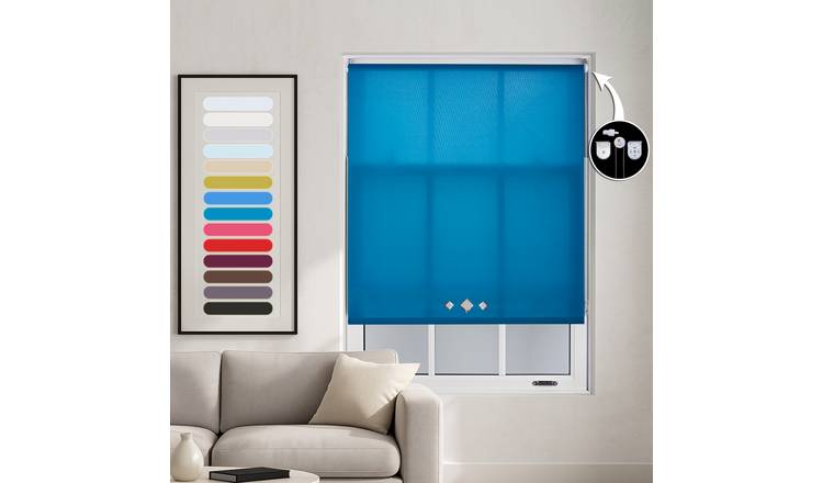 Furnished Teal Daylight Roller Blind Diamond Eyelets - 75 x 210cm