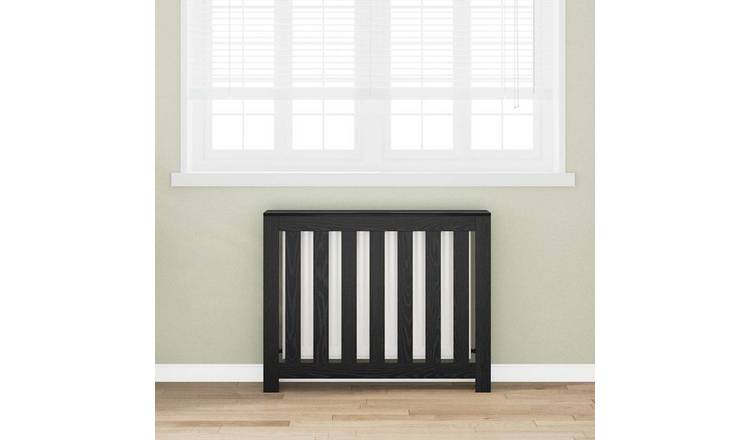 Walplus Vertical Slats Radiator Cover - Black Oak - 104 x 20 x 82 cm
