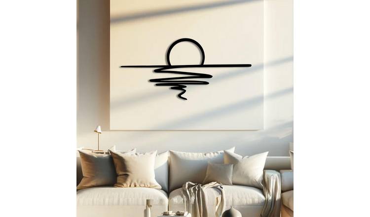 Decortie Sunset Metal Hanging Wall Art - Black