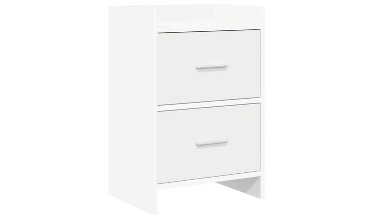 Walplus 2 Drawer Engineered Wood Bedside Table - White - 40 x 30 x 60 cm