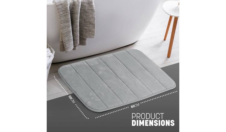Keplin Memory Foam Non-Slip Bath Mat 50 x 60cm - Light Grey