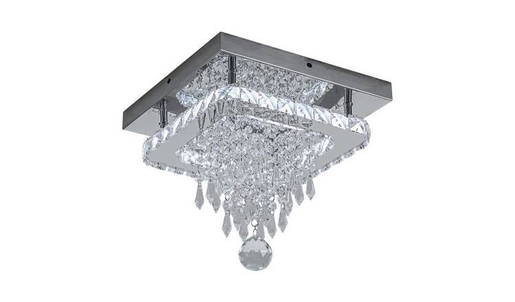 Living and Home Crystal Droplet Ceiling Light - Chrome
