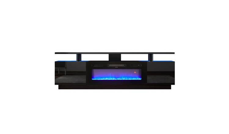 Living and Home Recessed Electric Fireplace TV Stand with Remote - Black