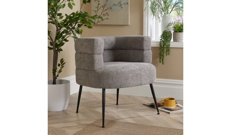 Home Source Teddy Fur Boucle Accent Chair - Grey