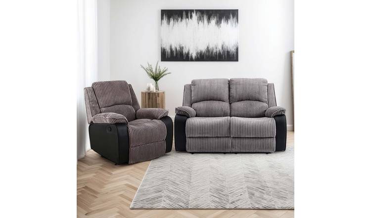 Furniture Online Postana Manual Recliner 1+2 Seater Sofa Set - Grey