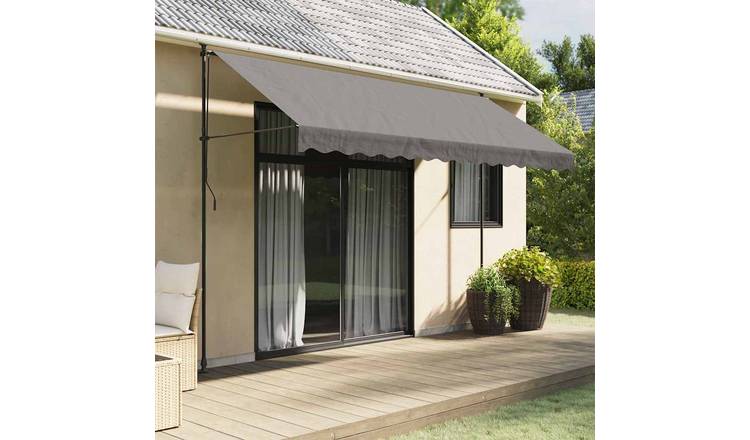 Walplus Polyester Retractable Awning - Anthracite - 350 x 150 cm