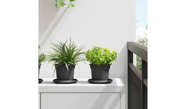Walplus Pack of 24 Plastic Round Planter - Black - 12.5 x 12.5 x 10 cm