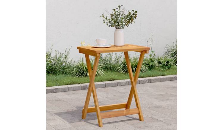 Walplus Solid Acacia Wood Folding Garden Table - Brown - 50 x 36 x 60 cm