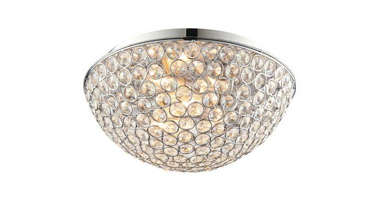 Loops Direct Steel Crystal LED Flush Ceiling Light - Chrome