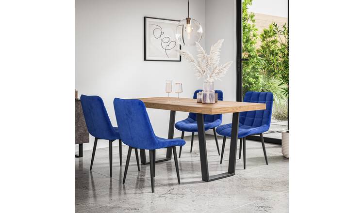 Furniture Online Aria Nova Oak Effect Dining Table & 4 Black Chairs