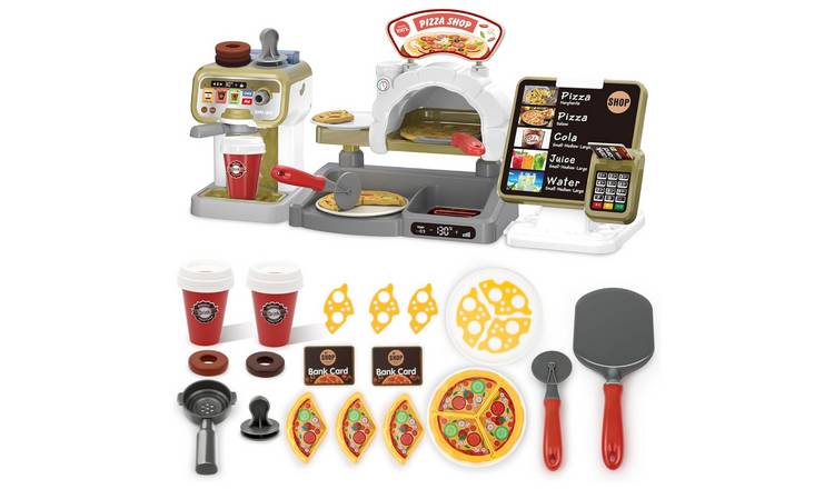 deAO Pretend Play Pizza & Coffee Shop Set - Green