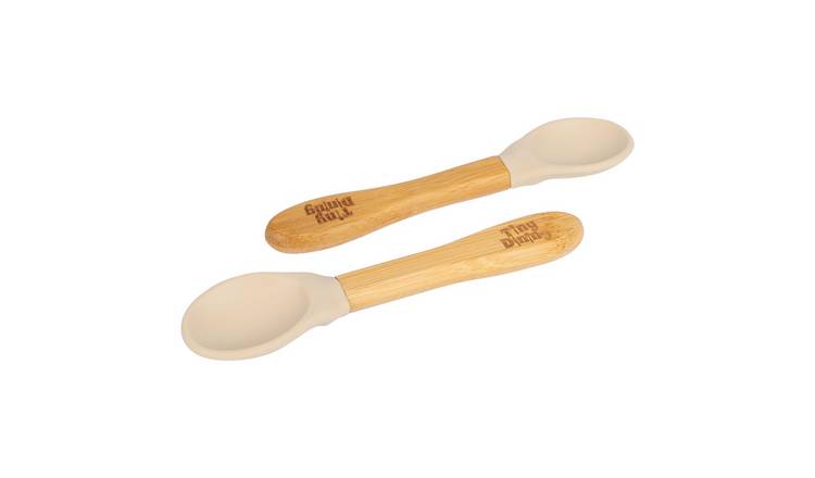 Tiny Dining Bamboo Silicone Tip Spoons - Beige