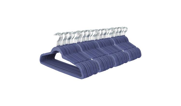 Harbour Housewares Non-Slip Velvet Hangers - 45cm - Blue - Pack of 100