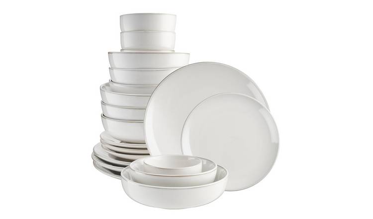 Cooks Professional 20 Piece Nordic Stoneware Dinnerware Set - White