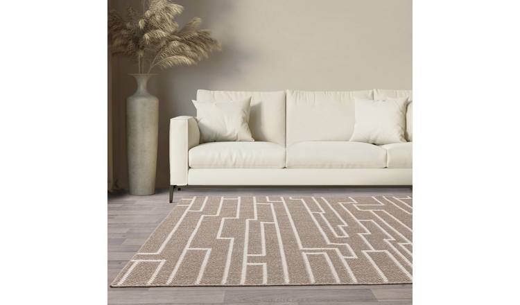 Mega Flooring Beige Modern Abstract Rug - 80 x 150cm