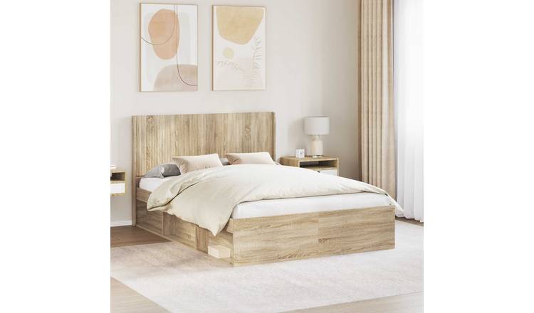 Walplus Engineered Wood Single Storage Headboard Bed Frame - Beige