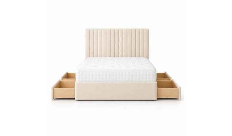 Comfy Deluxe 4ft6 Double   4 Drawer  Suede  Divan Bed Set -  Cream