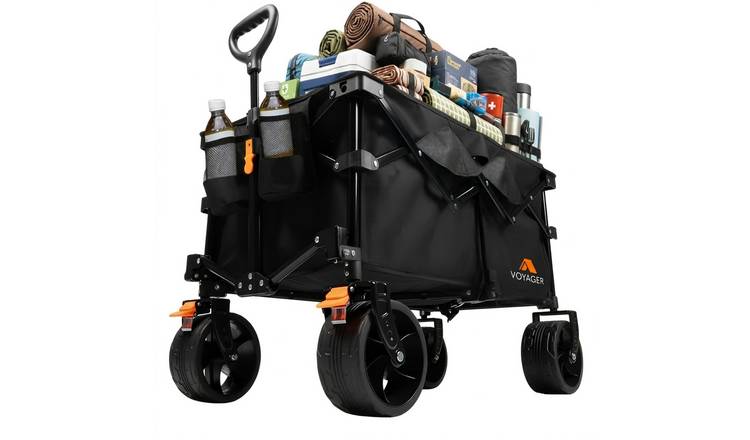 Voyager 300L Heavy Duty Folding Camping Wagon - Black