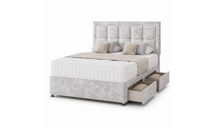 Comfy Deluxe 2ft6 Small Single 2‑Drawer Crushed Velvet Divan Bed Set - Silver