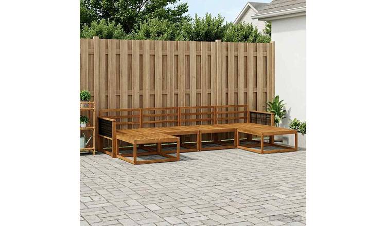 Walplus 6 Piece Solid Acacia Patio Sofa Set - Natural - 329 x 162.5 x 73 cm