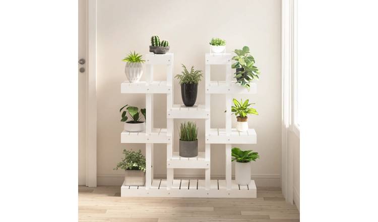 Walplus Solid Wood Plant Stand - White - 104.5 x 25 x 109.5 cm