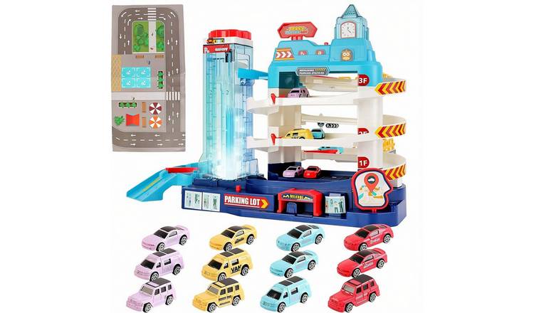 deAO 2 in 1 Car Track Garage Play Set - Blue