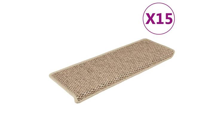 Walplus Pack of 15 Self-Adhesive 640 G/m2 Pile Stair Mats - Sand - 65 x 21 cm