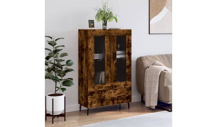 Walplus Engineered Wood Highboard - Dark Oak - 69.5 x 31 x 115 cm