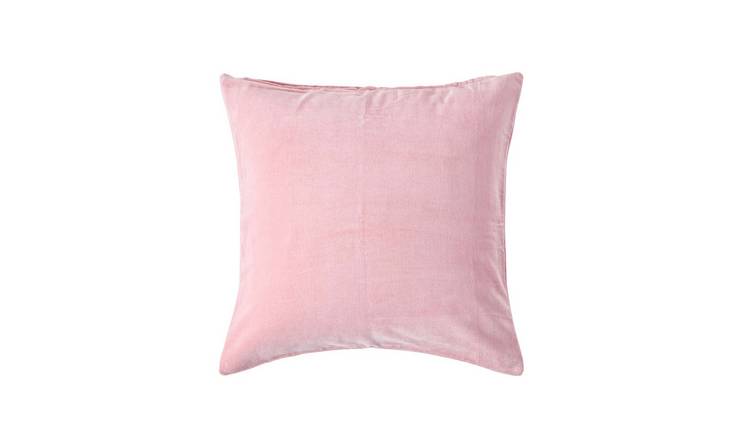 Homescapes Pink Cotton Velvet Cushion Cover - 40 x 40 cm