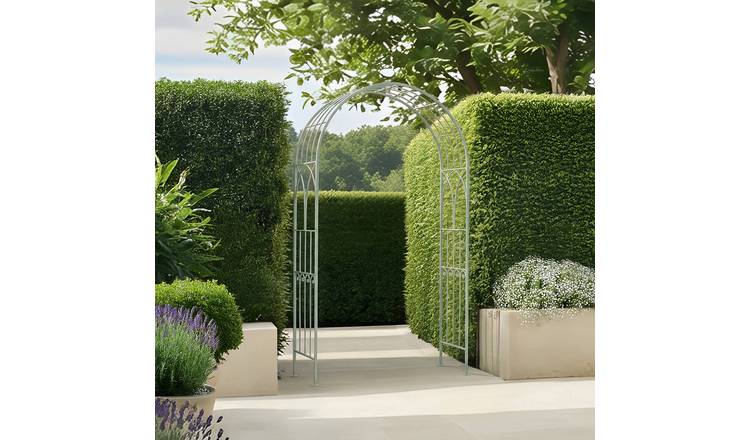 Charles Bentley Decorative Rustic Metal Garden Arch - Green