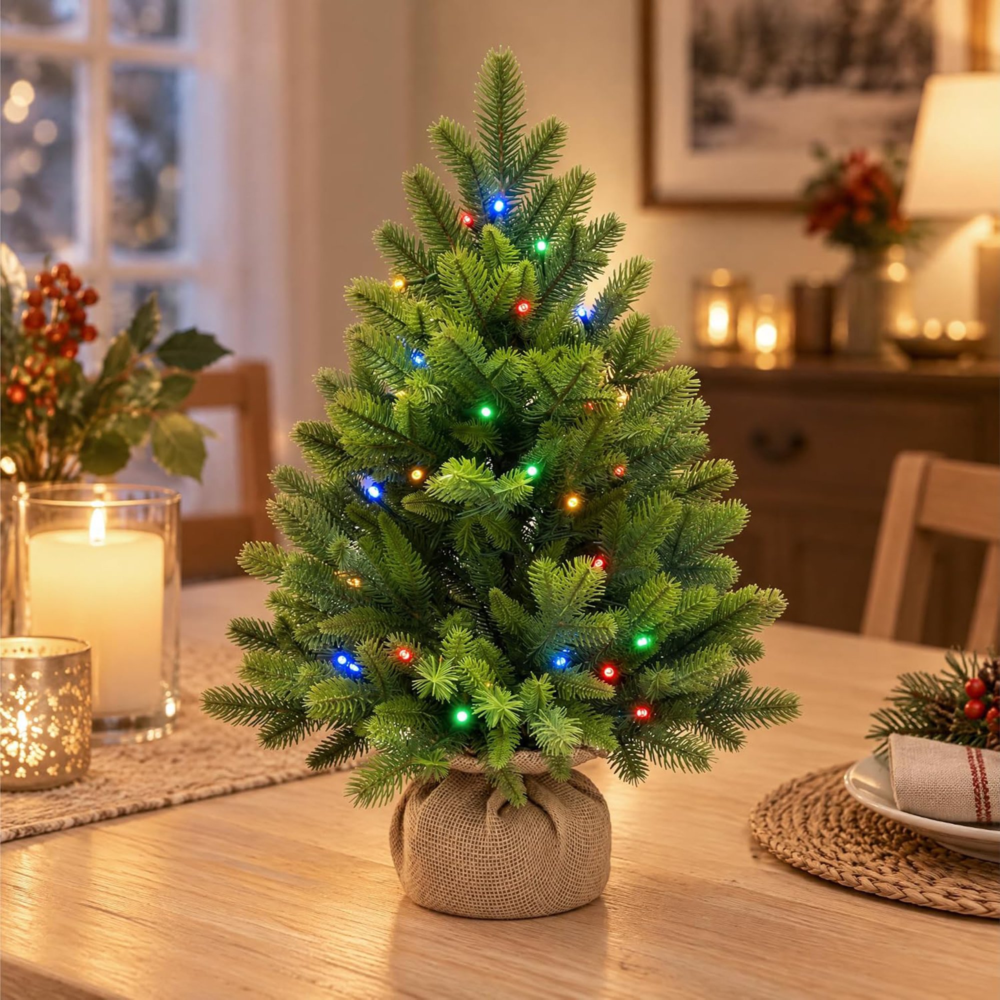 My Christmas 3ft Pre-Lit Artificial Christmas Tree with 152 Tips - Green - Image 2