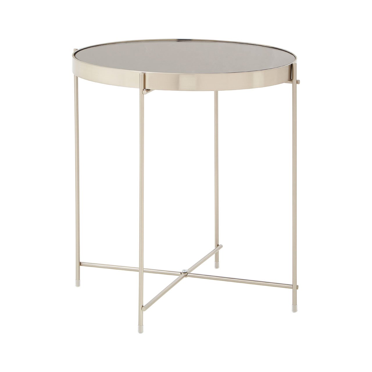 Orsina Mirrored Round Low Side Table – Silver - Image 2