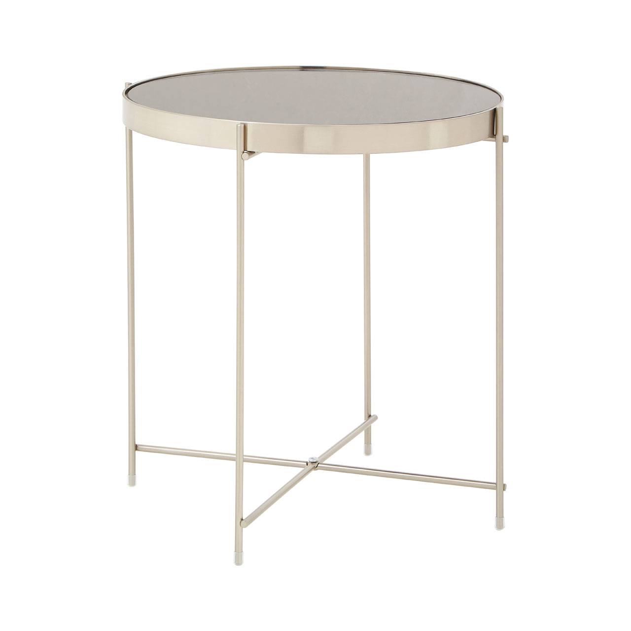 Orsina Mirrored Round Low Side Table – Silver - Image 2