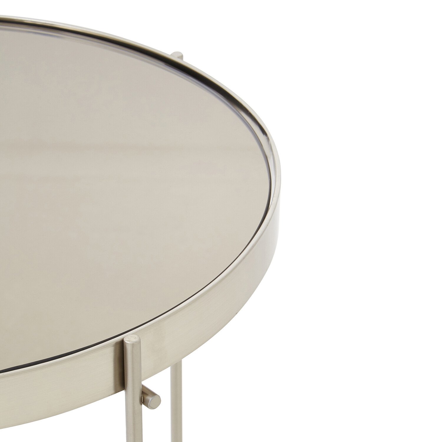Orsina Mirrored Round Low Side Table – Silver - Image 3