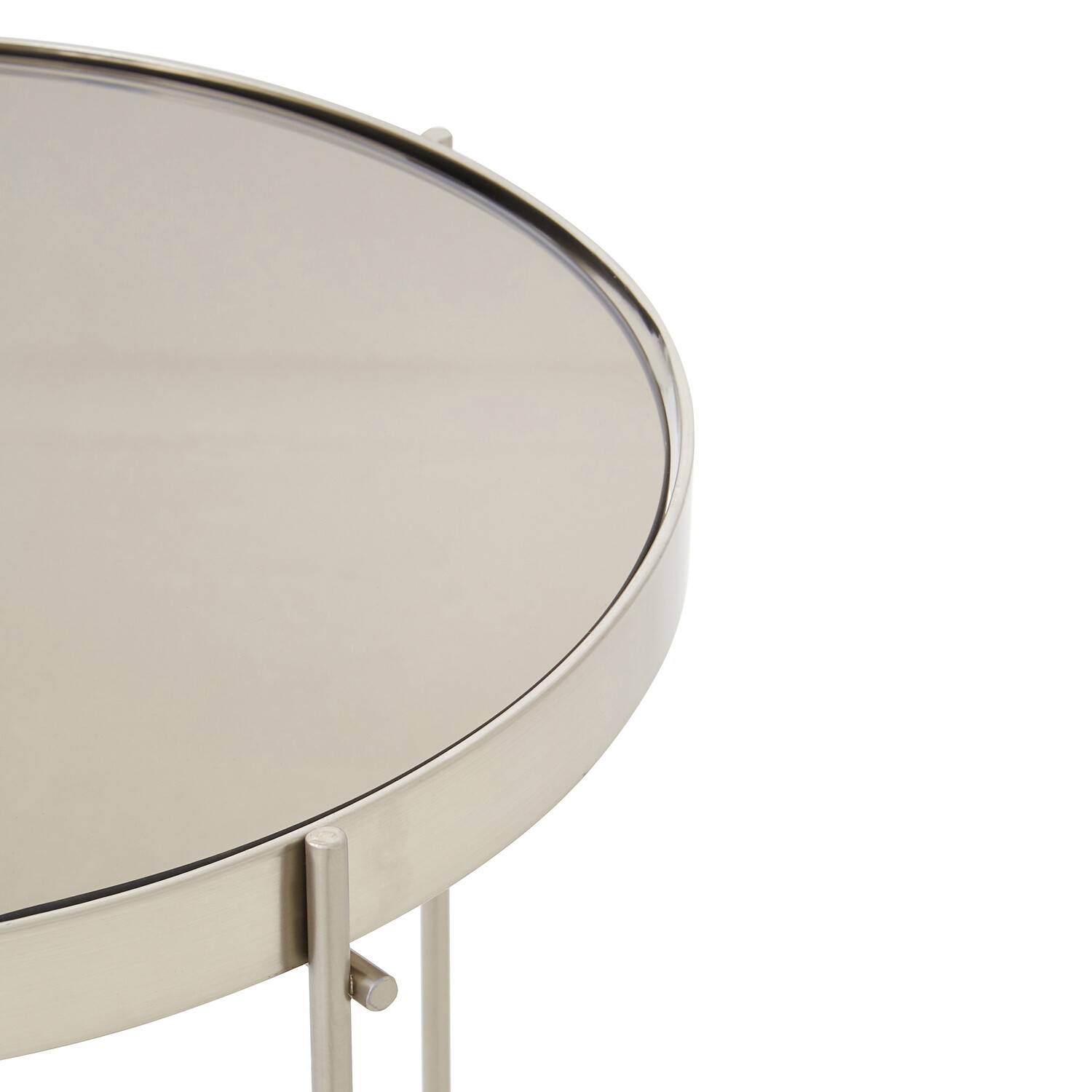 Orsina Mirrored Round Low Side Table – Silver - Image 3
