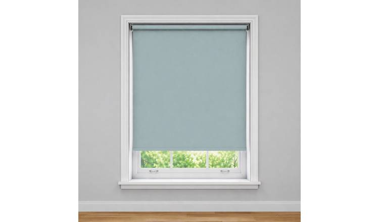 New Edge Blinds Duckegg Blue No Drill Blackout Roller Blind - 45cm x 165cm